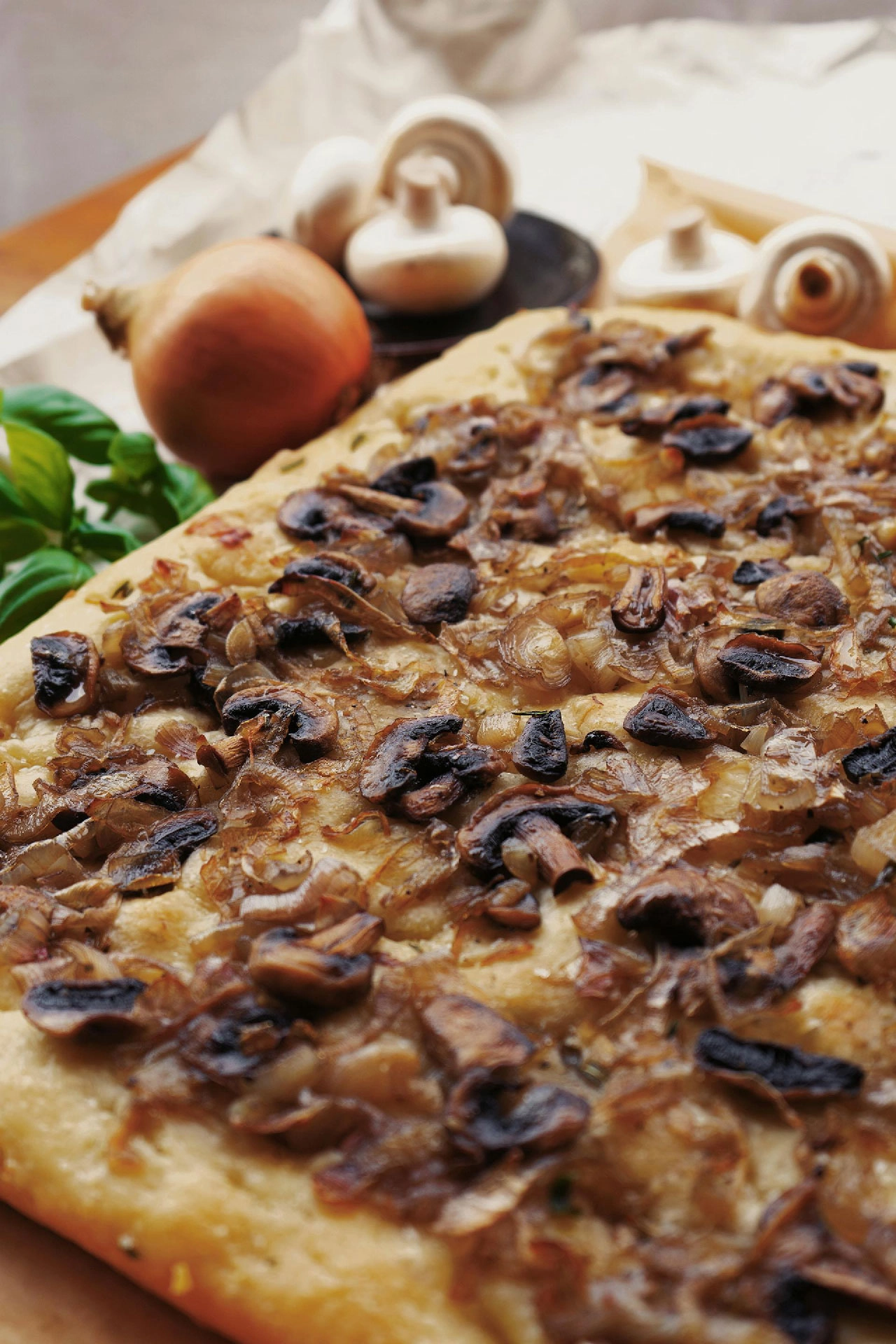 Mushroom onion focaccia